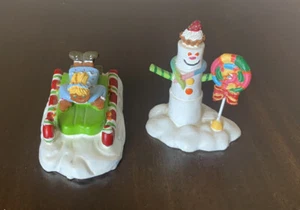 Muñeco de nieve Lemax Navidad pan de jengibre niña trineo azúcar y especias figura pueblo de nieve - Imagen 1 de 9