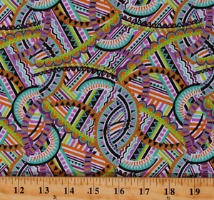Cotton Colorful Geometric Disco Look Patterned Fabric Print by Yard D771.57 - Picture 1 of 1