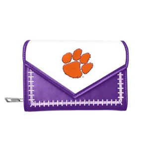 CLEMSON TIGERS TEAM STITCHED WALLET ORGANIZER w/SNAP FRONT & ZIPPER POCKET - Picture 1 of 2