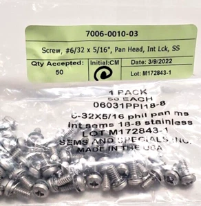 Neu 6-32 x 5/16" Linsenkopfschraube, Innenzahn LW 18-8 Edelstahl 50ea) - Bild 1 von 4