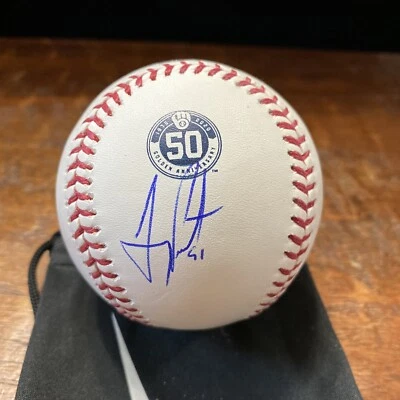 Freddy Peralta Signed Brewers 50th Anniversary Logo Baseball PSA DNA Coa - Image 1 of 4