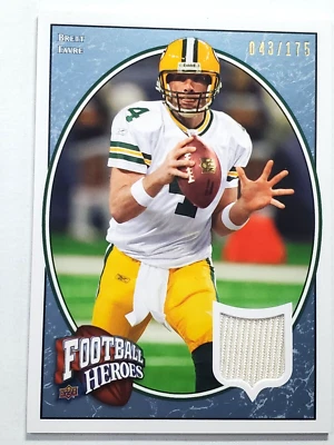 Brett Favre 2008 Upper Deck Football Heroes Blue Jersey Relic 43/175 #8 card HOF - Image 1 of 4
