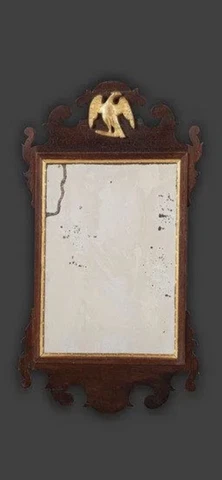 Antique American Chippendale Mahogany Wall Mirror w/Gilt Eagle Crest 22 ½” x 12 Cover