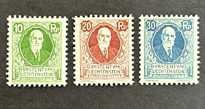 LIECHTENSTEIN 1925 Set of 3 MH OG Sc #B1-B3  Prince Johann II - Picture 1 of 2