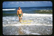 Man after Swimming at Ocean Beach in mid 1950s, Kodachrome Slide aa 22-8a