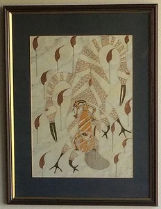Dibujo en tinta estilo aborigen australiano ""Brolga Dance"" Charmaine Tracey 1989 - Imagen 1 de 12