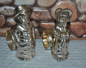 International Silver Meriden Britannia Circa 1884 S/2 Xmas Napkin Ring Figural - Picture 1 of 5