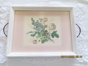 Vtg Pimpernel Cork Tray Handles Floral Pattern Wood Frame England Traditional - Picture 1 of 6