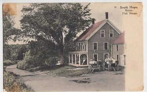 Postal Maine Me c1910 SOUTH HOPE Fisk House Wagon People - Imagen 1 de 1