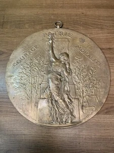 Large Bronze Plaque Bas Relief Courage Homeland Morality Dubois Barbedienne Chapu - Picture 1 of 12