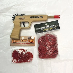 Magnum Enterprises Magnum 45 GL2M45 Wooden Rubber Band Gun 12-Shot Bags of Ammo - Picture 1 of 1