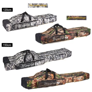 Doorslay 3 Layers Fishing Bag Portable Folding Fishing Rod Reel Bag Travel E8H9 - Picture 1 of 10