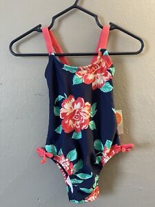 Carters Baby Girls Floral Cross Back Strap 1-Piece Swimsuit UPF 50+ Navy 6-9 M