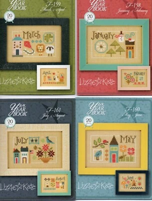 LIZZIE KATE YEAR BOOK CROSS STITCH COMPLETE CHART SET - 12 MONTHS (2016) - BN - Image 1 of 2