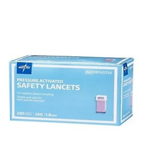 *200-Pack* Medline Pressure Activated Safety Lancets Sterile 28 Gauge MPHST28