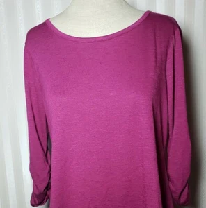 Top túnica de punto magenta magenta con dobladillo mangas fruncidas S Style & Co para mujer talla S nuevo con etiquetas - Imagen 1 de 9