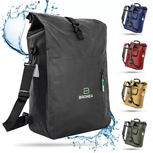BRONEA® 3-in-1 Fahrradtasche Wasserdicht 28L Gepäckträgertasche Rucksack SCHWARZ - Bild 1 von 10