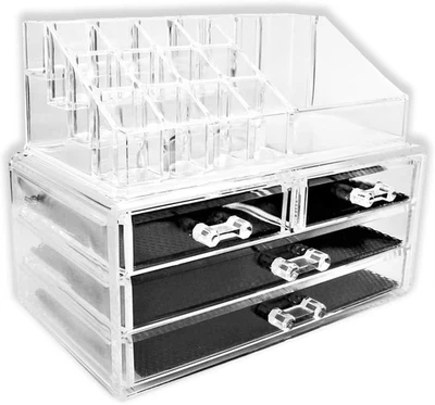 ESPOSITORE Cosmetici Trucchi Box CASSETTO X Gioielli Rossetto Mascara Make UP - Immagine 1 di 4