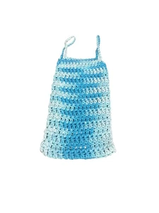 NEW handmade crochet hanging toilet paper roll holder holds 1-2 rolls blue - Picture 1 of 5