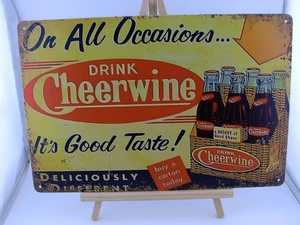 Cheerwine Soda Metal Sign 12 x8 Retro Drink Advertisement Decor - Picture 1 of 7