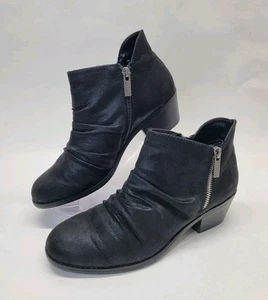 Black Faux Suede Boots Womens 7.5 XAppeal Shimmer Ankle Booties Zip Up - Picture 1 of 8