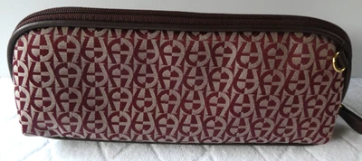 Vintage Etienne Aigner Women Leather Trim Makeup Bag Case w/Mirror 8"x 2" x3.5" Foto 1 de 4
