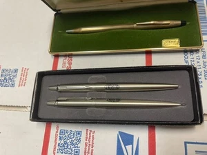 CROSS Classic 10K Gold Filled Pen With Parker Pen And Pencil Set Made In Usa - Picture 1 of 3