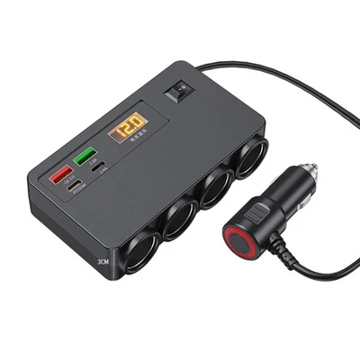 Car Power Adapter With LED Voltage Display USB Port For Multiple Device Charging - Image 1 of 4