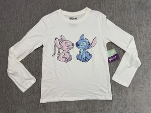Disney Lilo & Stitch Shirt Youth Large White Girls Movie Graphic Long Sleeve - Picture 1 of 9
