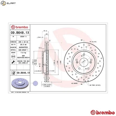 2x BRAKE DISC 09.B648.1X FOR HONDA CR-V/IV/III CROSSTOUR K24Z9K24A1 2.4L 4cyl - Image 1 of 4