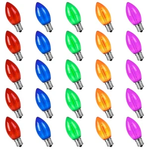 Multi Color LED C9 Christmas String Light Outdoor Replacement Light Bulbs 1W ... - Picture 1 of 4