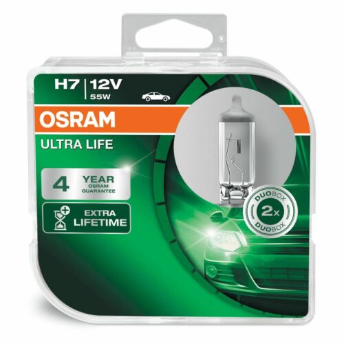 64210ULT-HCB  OSRAM H7 UltraLife 12V 55W PX26d HEADLIGHT BULBS TWIN PK 2 IN BOX!