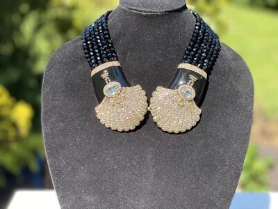 Heidi Daus "Noir Mystique" 6 hebras cuentas gota llamativo collar concha marina decoración Foto 1 de 4