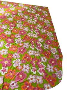 Vintage Sears Flower Power Retro Bedspread 1970s Pink Green Orange - Picture 1 of 11