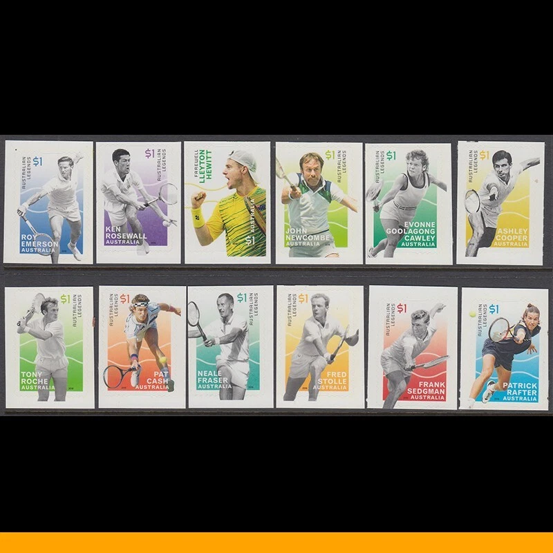 2016 Australian Legends of Singles Tennis Set of 12 Peel & Stick Stamps MUH — 第 1/1 张图片