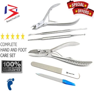 Profi Zehennagelknipser Set schwarz Feile eingewachsene Zehennagel Werkzeuge dicke Nägel - Bild 1 von 4