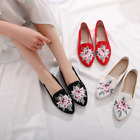Women Embroidered Tang Han Chinese Style Retro Pointed Low Heel Shoes