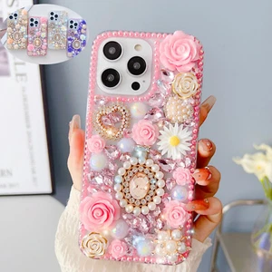 For iPhone 16 Pro Max/15/14 Shockproof Bling Glitter Diamond Hard Back Girl Case - Picture 1 of 25