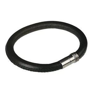 Ernstes Design Edvita Armreif A75 SW Leder Edelstahl Armband 19 21cm schwarz - Bild 1 von 3