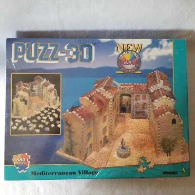 Wrebbit Puzz-3D Mediterranean Village 880pc puzzle new in box - Image 1 of 4