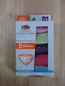 GIRLS FRUIT OF THE LOOM SIGNATURE 5-PACK BIKINIS - MICRO MESH - SIZE 12 - NWT - Picture 1 of 3