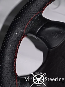 FOR FREIGHTLINER SPRINTER PERFORATED LEATHER STEERING WHEEL COVER RED DOUBLE STT - Picture 1 of 4