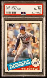 Orel Hershiser Los Angeles Dodgers 1985 Topps Card #493 PSA 8 Near Mint - Picture 1 of 2
