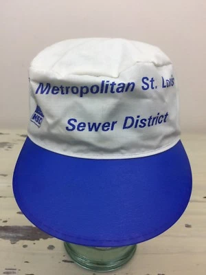ST LOUIS SEWER DISTRICT - Vtg 70s-80s White Painter Hat, Elastic Fits Sz 7-7.5 - Image 1 of 4