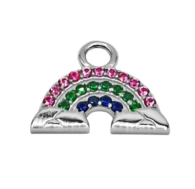Ciondolo pendente Arcobaleno Grande zirconi in argento 925 - Collezione Hoops - Immagine 1 di 4