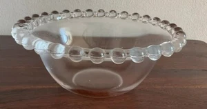 Vintage Imperial Small Clear Glass Bowl Dish Beaded Ball Edge - Picture 1 of 5