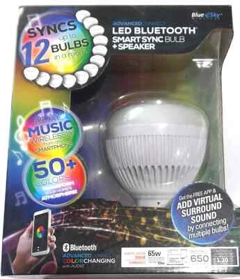 LED Blue Tooth Smart Sync Bulb and Speaker Wireless 50 Colors New - Image 1 of 2