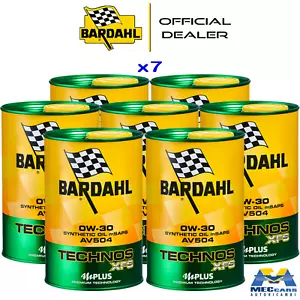 7 LITRI BARDAHL TECHNOS XFS AV 504 0W30 OLIO MOTORE AUTO AV504 100% SINTETICO - Foto 1 di 5