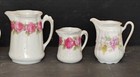 LOT 3 CREMIER POT A LAIT DECOR FLORAL PORCELAINE LIMOGES ANCIEN