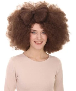 HPO Adult Women's Small Bow Wig, Jumbo Afro Wigs, Dark Brown Color, HW-889A - Picture 1 of 9